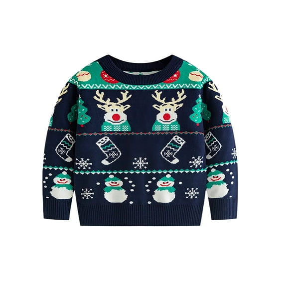 BULLPIANO Toddler Baby Boys Girls Christmas Sweater Knit Crew Neck Long Sleeve Sweatshirt Pullover Tops Christmas Sweater