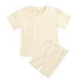 thumbnail image 1 of BULLPIANO Toddler Baby Boys Girls Summer Clothes Cotton Short Sleeves T-Shirt Tops Elastic Waist Shorts Unisex Kids Outfits Set, 1 of 8