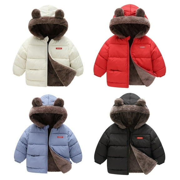 BULLPIANO Toddler Baby Boys Girls Warm Coat Thick Hooded Winter Jacket Kids Bear Ears Puffer Snowsuit Outerwear