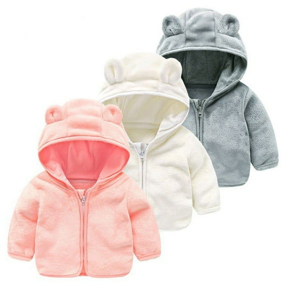 BULLPIANO Toddler Baby Girl Boy Fleece Zip Up Hoodie Bear Ears Jacket Hooded Coat Winter Fall Warm Outwear Cardigan