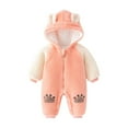 thumbnail image 1 of BULLPIANO Toddler Baby Girls Boys Jumpsuit Snowsuit Fleece Hooded Romper Winter Warm Pajamas Bodysuits Outwear 0-24 Monnths, 1 of 12