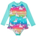 thumbnail image 1 of BULLPIANO Toddler Baby Girls One Piece Rash Guard Swimsuits Long Sleeve Swim Shirt for Kids UPF 50+ Sun Protection Bathing Suits, 1 of 1