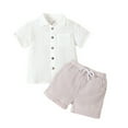 thumbnail image 1 of BULLPIANO Toddler Boy Clothes Set Button-down Short Sleeve T-shirt Top Casual Shorts Set Cute Little Boys Clothes Summer Outfit, 2-3 Years, 1 of 6