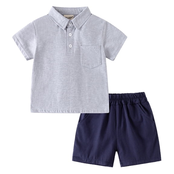 BULLPIANO Toddler Boy Clothes Set Short Sleeve Button Down Shirt Shorts Elastic Waist Shorts Little Boy's Clothing Summer Outfits