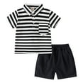 thumbnail image 1 of BULLPIANO Toddler Boy Clothes Set Short Sleeve Button Down Shirt Shorts Elastic Waist Shorts Little Boy's Clothing Summer Outfits, 1 of 8