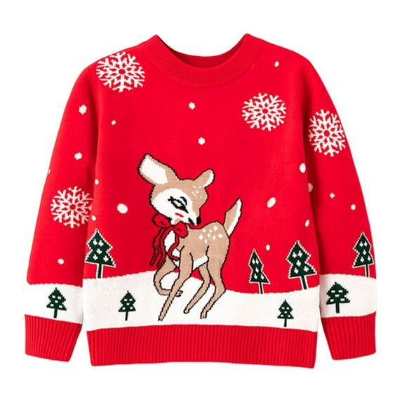 BULLPIANO Toddler Boy Girl Christmas Sweater Pullover Xmas Ugly Sweater Xmas Elk Reindeer Sweatshirt, Size 2-3 Years