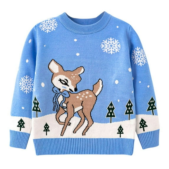 BULLPIANO Toddler Boy Girl Christmas Sweater Pullover Xmas Ugly Sweater Xmas Elk Reindeer Sweatshirt, Size 5-6 Years