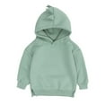 thumbnail image 1 of BULLPIANO Toddler Boy Girl Solid Hoodie Sweatshirt Dinosaur Long Sleeve Pullover Tops Sweatshirt, Size 12-24 Months, 1 of 4