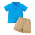 thumbnail image 1 of BULLPIANO Toddler Boy Summer Outfits Short Sleeve Button Up Cotton T-Shirt Top & Shorts Set Baby Boy Clothes, 1 of 8