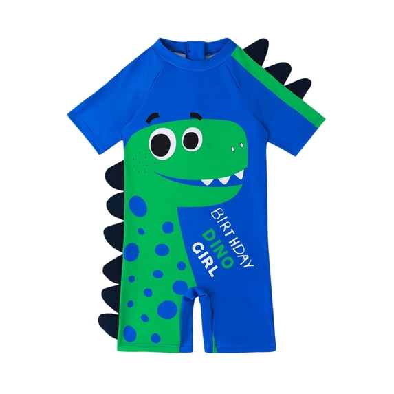 BULLPIANO Toddler Boy Swimsuit One Piece Zip Bathing Suit Short Sleeve Rash Guard Sunsuits with UPF50+ Sun Protection,Size 5-6 Years