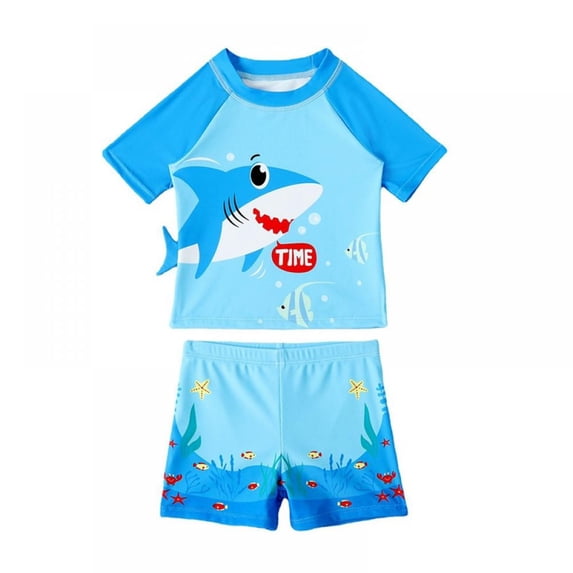BULLPIANO Toddler Boys Swimsuits Set 2 Piece Swimwear Set Short Sleeve Swim Shirt Bathing Suit Set 1-5 Years