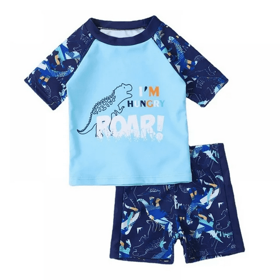 BULLPIANO Toddler Boys Two Piece Swimsuit Short Sleeve Swim Shirt & Trunks Rashguard Quick Dry Bathing Suit Swimwear Kids Sunsuit Set