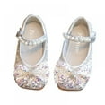 thumbnail image 1 of BULLPIANO Toddler Dress Shoes Little Girl Bow Mary Jane Glitter Pearl Ballet Flats Party School Wedding, 1 of 8