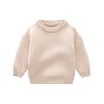 thumbnail image 1 of BULLPIANO Toddler Girl Boy Knit Sweater Blouse Pullover Sweatshirt Warm Round Neck Long Sleeve Tops for Infant Toddler, 1 of 3