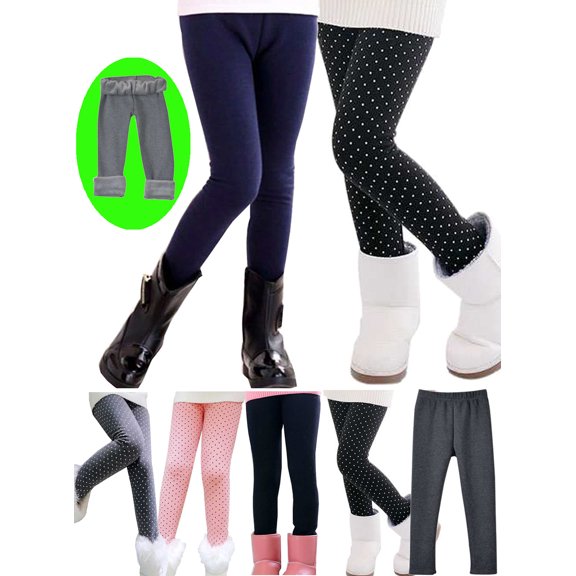 BULLPIANO Toddler Girl Leggings Footless Fleece Lined Winter Tights Legging Thick Warm Skinny Pant Stretchy Trousers 2-13 Years