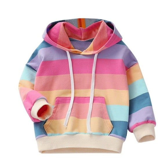 BULLPIANO Toddler Girl Striped Hooded Jacket Coat Pullover Hoodie Outerwear Outfit 2-6T
