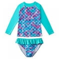 thumbnail image 1 of BULLPIANO 1-6Y Girls' Long Sleeve Rash Guard Two Pieces Swimsuit Set Summer Beach Outfit Print Bathing Suits Bikini Bottoms Swimwear Cover Up Girls, 1 of 8