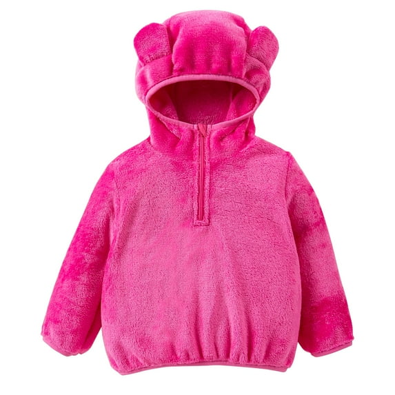 BULLPIANO Toddler Girls Boys Fleece Jacket Hoodie Bear Ears Fuzzy Jacket Coat Warm Fall Winter Outwear, Size 4-5Y