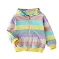 thumbnail image 1 of BULLPIANO Toddler Girls Casual Hoodies Sweatshirts Kids Rainbow Striped Zipper Jackets 1-7Y, 1 of 7