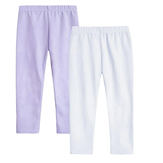 BULLPIANO 1-11T Toddler Girls Leggings Footless Yoga Athletic Pants Soft Stretch Solid Color Leggings Ankle Length Stretch Trousers Tights, 2 PACK