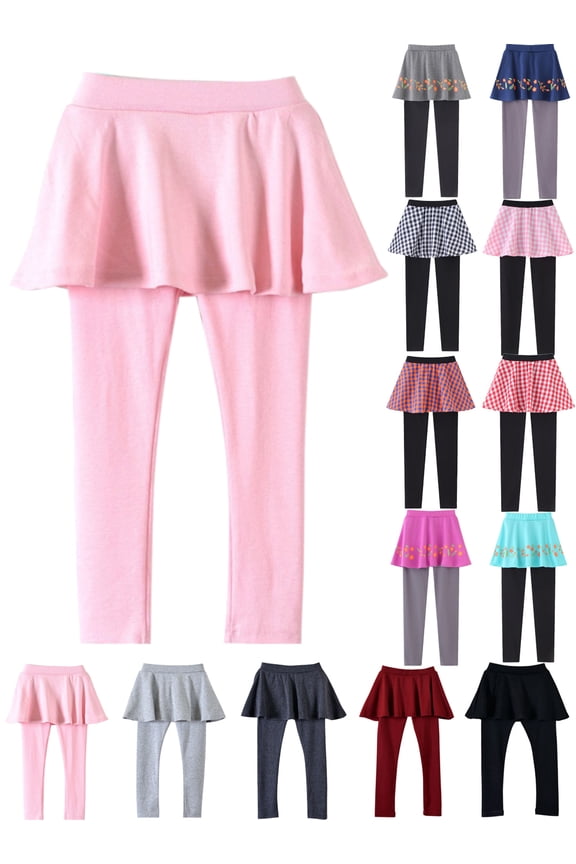 Toddler Girls Leggings Pants with Tutu Skirts Kids Culottes Footless Tights 3-11Y