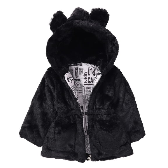 BULLPIANO Toddler Girls Winter Fleece Coats Jacket Kids Thicken Hooded Faux Jacket Baby Warm Outwear