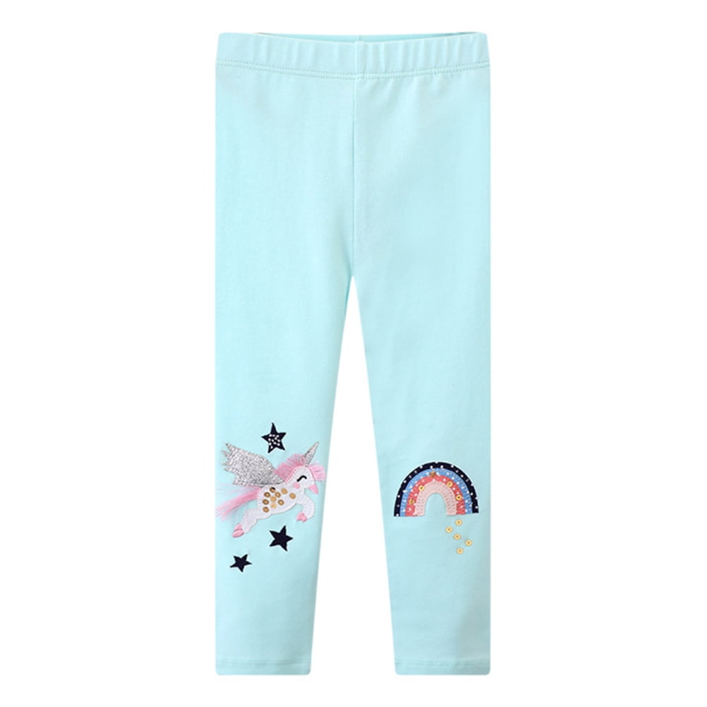 BULLPIANO Toddler and Little Girls Leggings, Rainbow Horse Princess