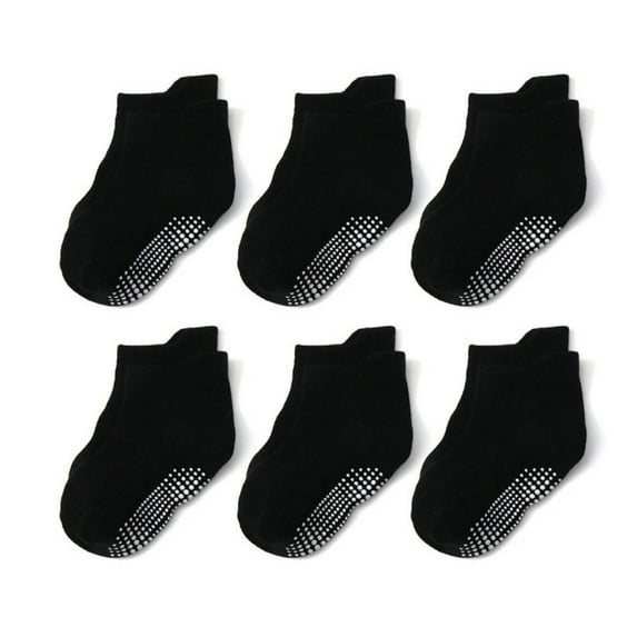 BULLPIANO Toddler Socks 6 Pairs Infant Baby Kids Non Slip Grip Socks for Boy Girls Anti Skid Ankle Socks for 0-7 Year Children