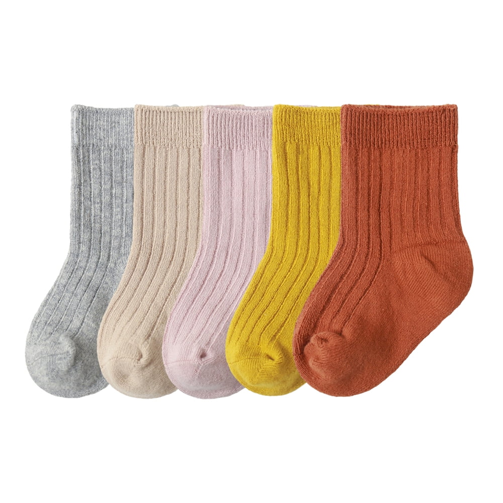 BULLPIANO Toddler Socks With Grip NonSkid 5 Pairs Baby Kids Cotton
