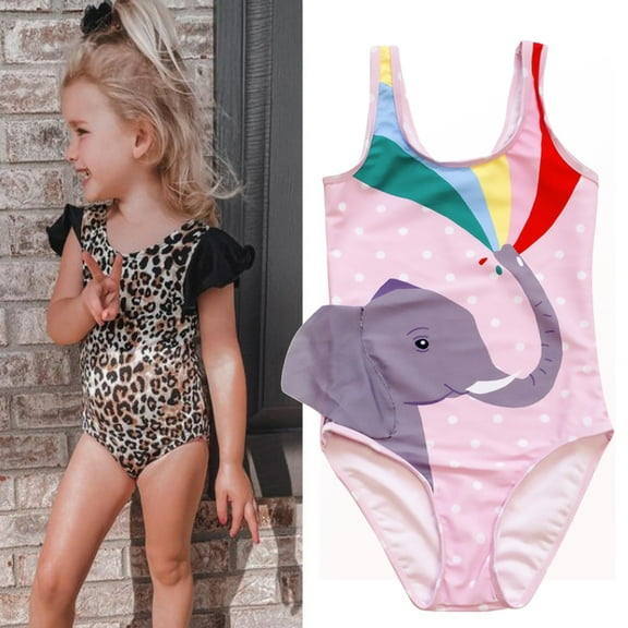 BULLPIANO Todler Girls Swimsuit Bathing Suits Cute Beach Swimming Backless One Piece Swimwear 3-8 Years