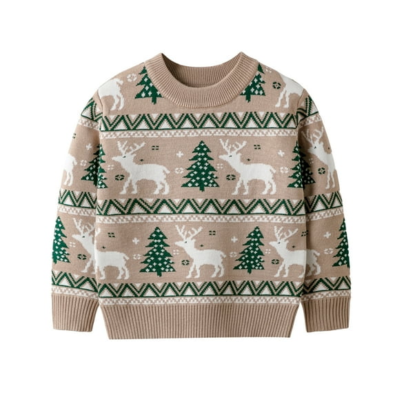 BULLPIANO Ugly Christmas Sweater for Boy Girls Knit Shirt Crewneck Pullover Funny Holiday Sweater Santa Clause Reindeer Xmas Outfit