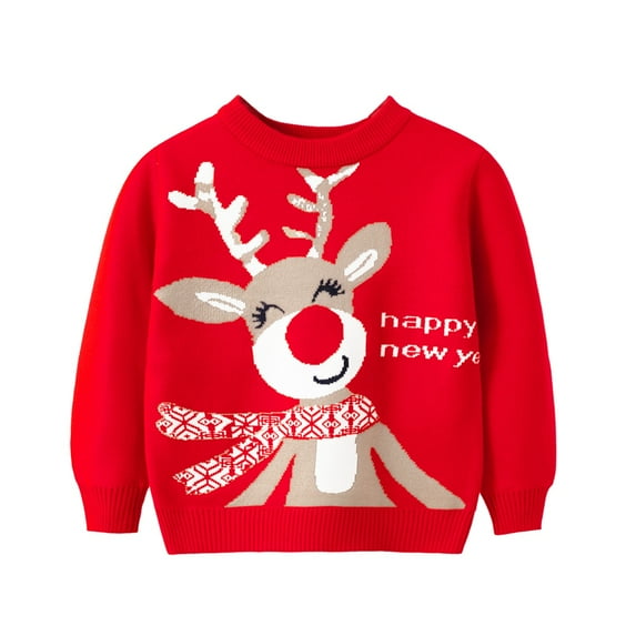 BULLPIANO Ugly Christmas Sweater for Boy Girls Knit Shirt Crewneck Pullover Funny Holiday Sweater Santa Clause Reindeer Xmas Outfit