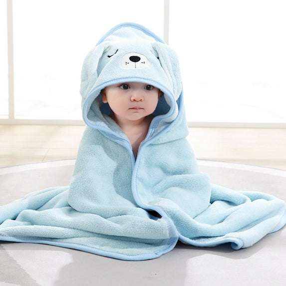 BULLPIANO Unisex Hooded Baby Bath Towel - Soft Bath Towel for Babie, Toddler, Infant - Ultra Absorbent - Baby Bath Shower Gifts for Boy and Girl - Blue Dog