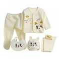 thumbnail image 1 of BULLPIANO Unisex Newborn Baby Layette Gift Set 5-Piece Cotton Top Pants Hat Bib Suit Outfit Clothes Sets for 0-3M, 1 of 3