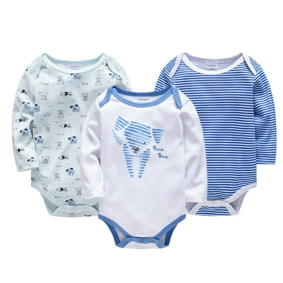 BULLPIANO Unisex Newborn Boy Girl Long Sleeve Bodysuit One Piece Pajamas Sleepers Jumpsuit Bodysuit Baby Fall Outfit Pack of 3