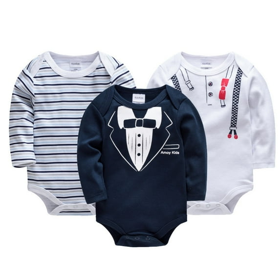 BULLPIANO Unisex Newborn Boy Girl Long Sleeve Bodysuit One Piece Pajamas Sleepers Jumpsuit Bodysuit Baby Fall Outfit Pack of 3