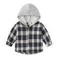 thumbnail image 1 of BULLPINAO Toddler Boys Girls Buffalo Plaid Hooded Button Down Shirt Hoodies Jacket Fall Winter Clothes, 1 of 4