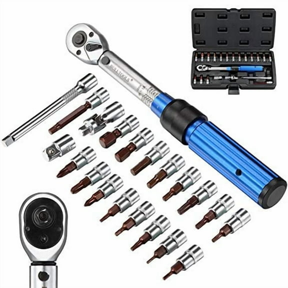 BULLTOOLS 1/4-inch Drive Click Torque Wrench Set Dual-Direction Adjustable 90-tooth Torque Wrench with Buckle (20-200in.lb / 2.26-22.6Nm)