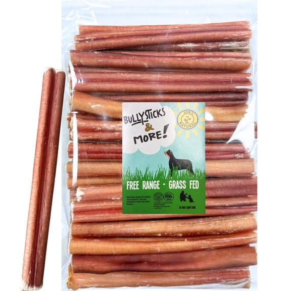BULLYSTICKS & MORE 6 Inch Bully Sticks (Regular - 30 Pack) | Bully Sticks for Medium Dogs | 100% Grass Fed Beef | Dog Parents Choice Bully Stick Dog Chews | No Hide Bully Bones