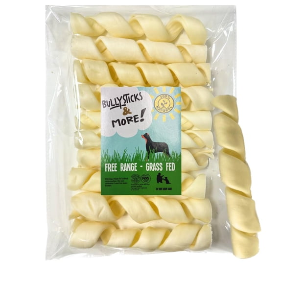 BULLYSTICKS & MORE 6 Inch Beef Cheek Springs for Dogs (10 Count) - Bully Springs Dog Chews - No Hide Bones