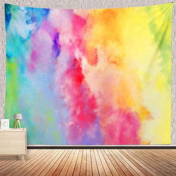 BULOR Colorful Rainbow Paint Art Tapestry, Oil Painting Watercolor Pattern Wall Hangings Tapestry for Bedroom Living Room Office Dorm Man Cave Background(50x60 Inch)