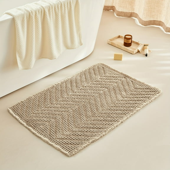 BULULOM 2 Pcs Waffle Rug,24" x 36", Contemporary Check Pattern, Non-Slip, Brown Polyester Bath mats , Machine Washable