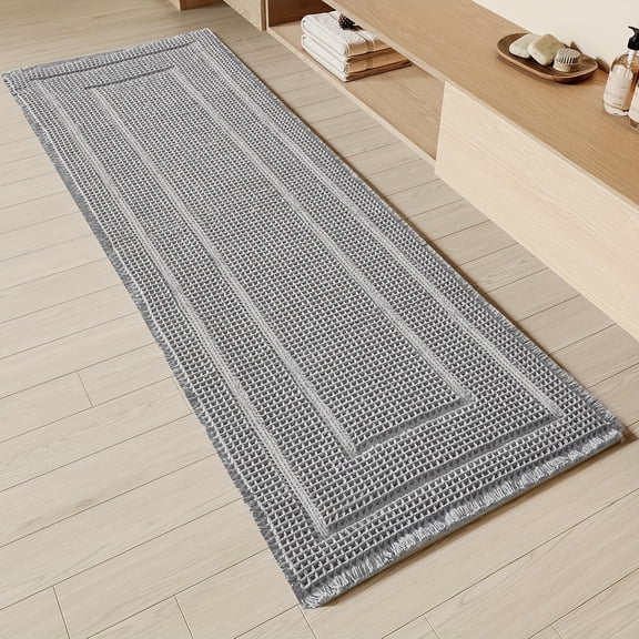 BULULOM Bathroom Runner Rug Super Absorbent Non Slip Long Bath Mat Machine Washable Boho Bathroom Rugs Quick Dry Rug Runners for Hallway Bedroom Laundry Room,Grey, 24" x 72"