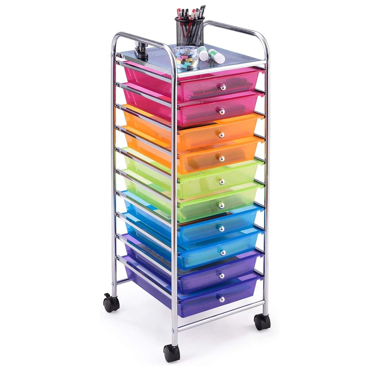 BULYAXIA 10Drawer Organizer Cart Tools Office School Paper Organizer