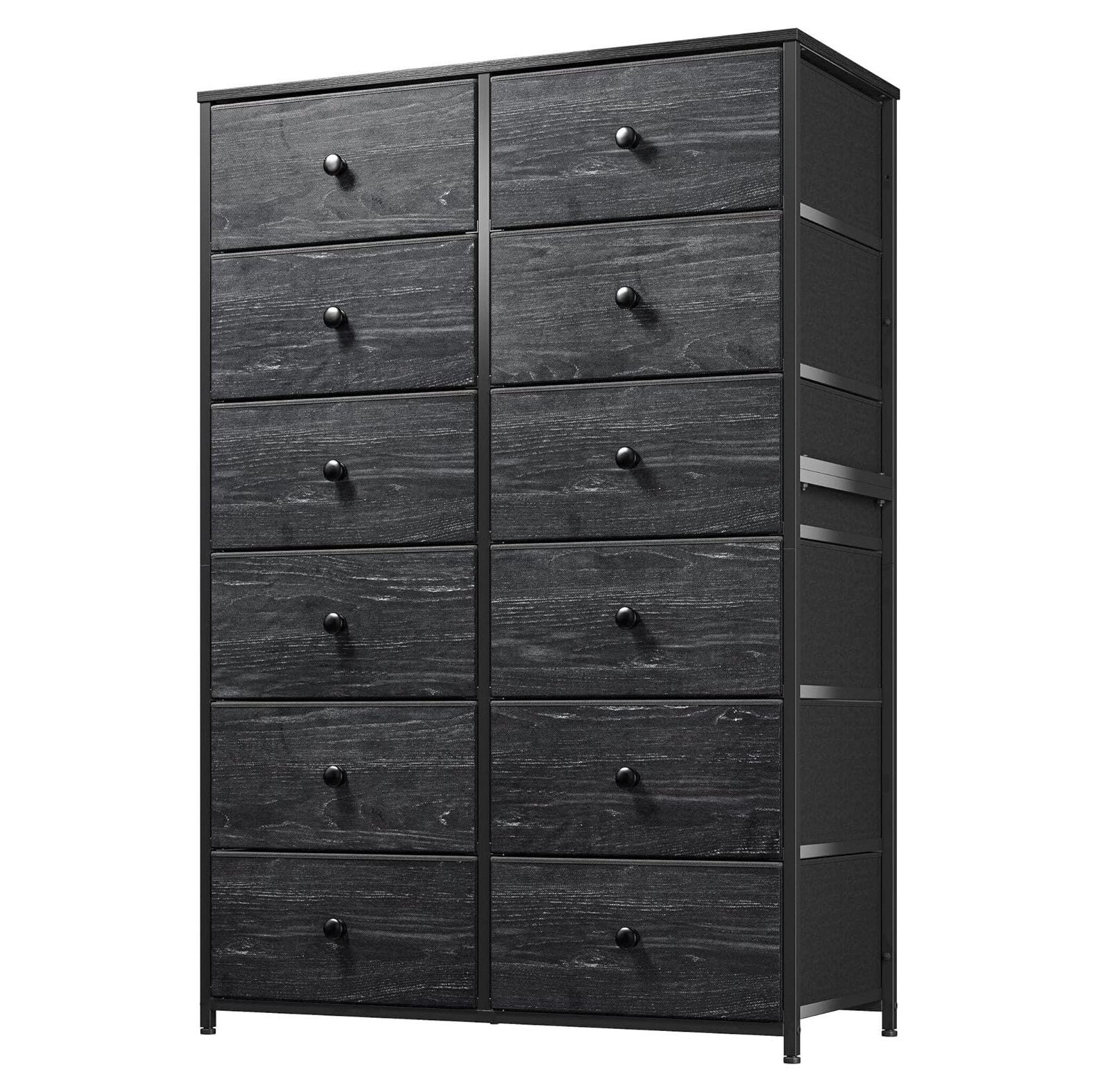 BULYAXIA 12 Drawer Dresser, Tall Dresser for Bedroom, Black Dresser