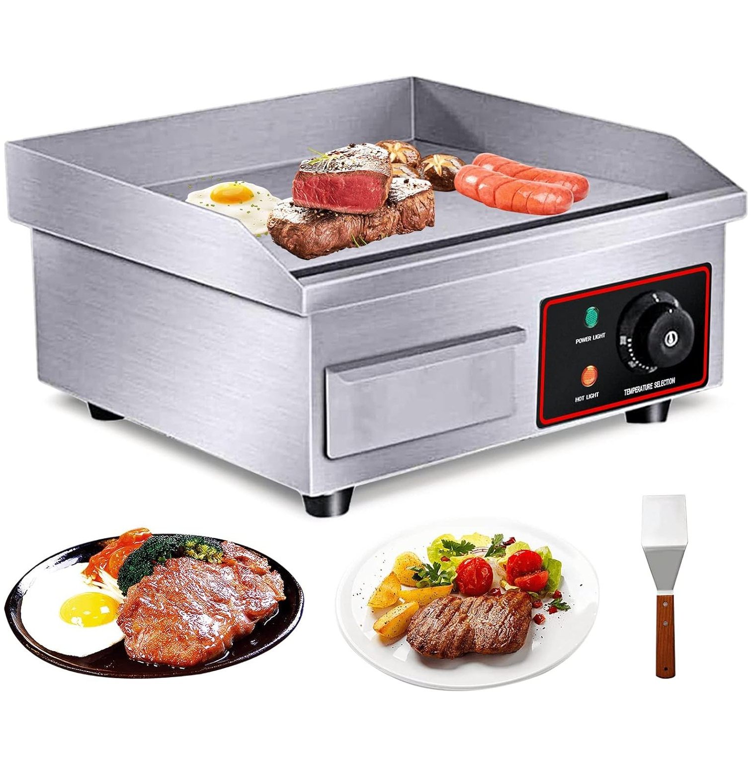 BULYAXIA 14" Electric Countertop Griddle Grill Griddle 110V Restaurant