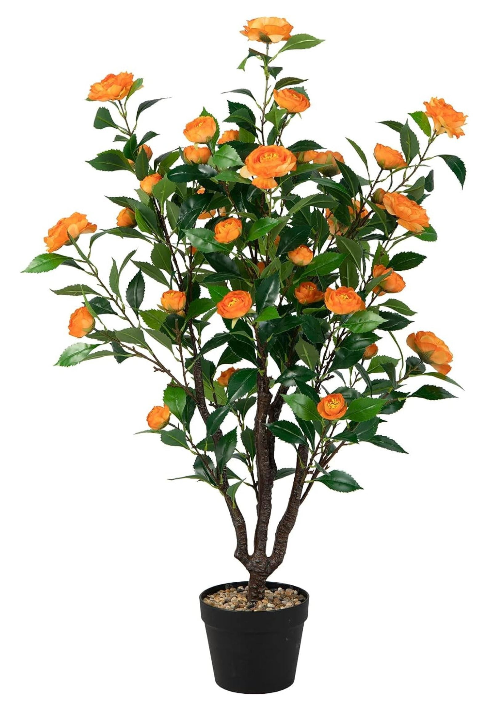 BULYAXIA 3.3 FT Artificial Camellia Tree, Faux Camellia Plant in Pot