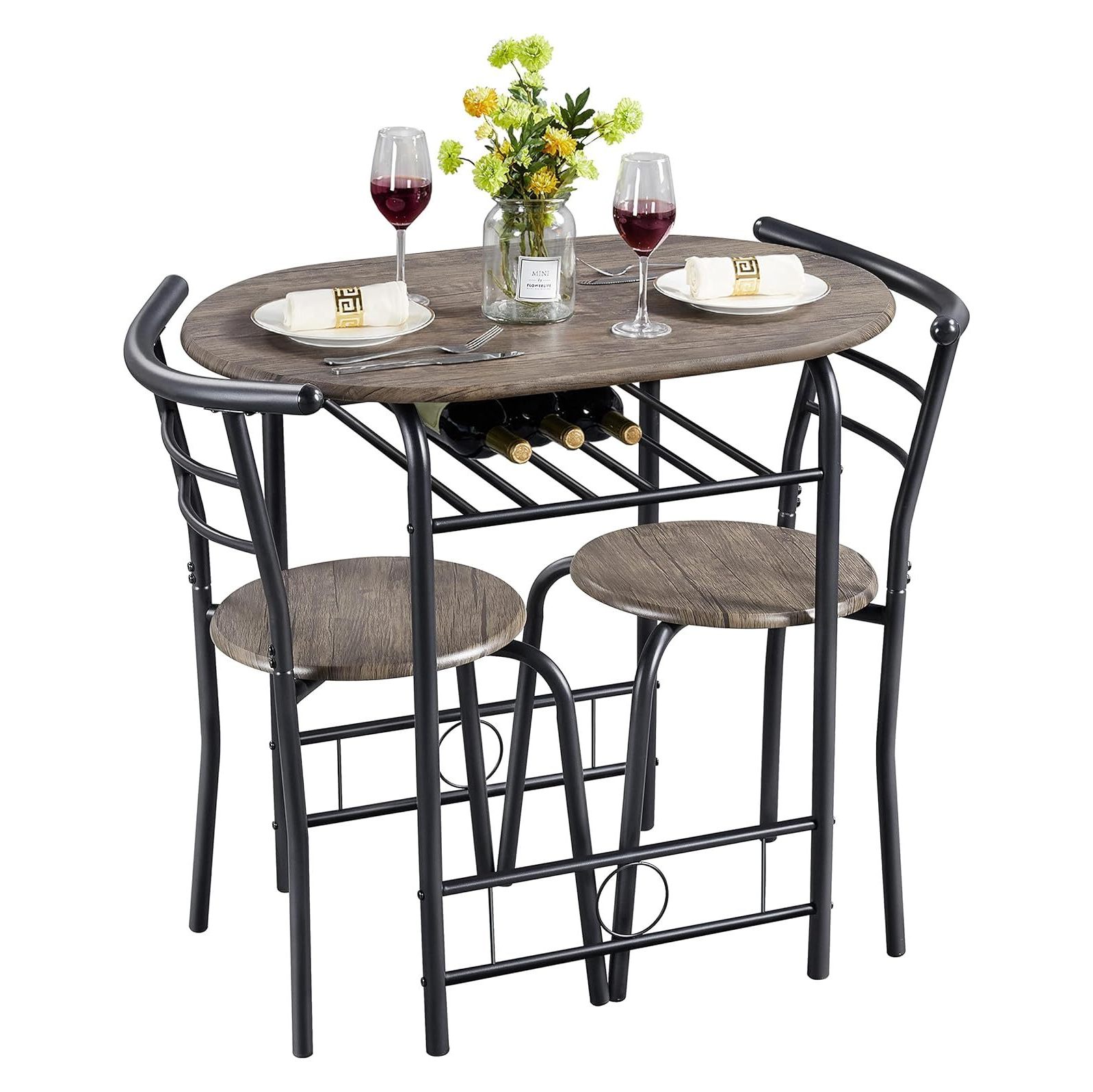 BULYAXIA 3 Piece Kitchen Table Set Dining Table Sets for 2 Compact