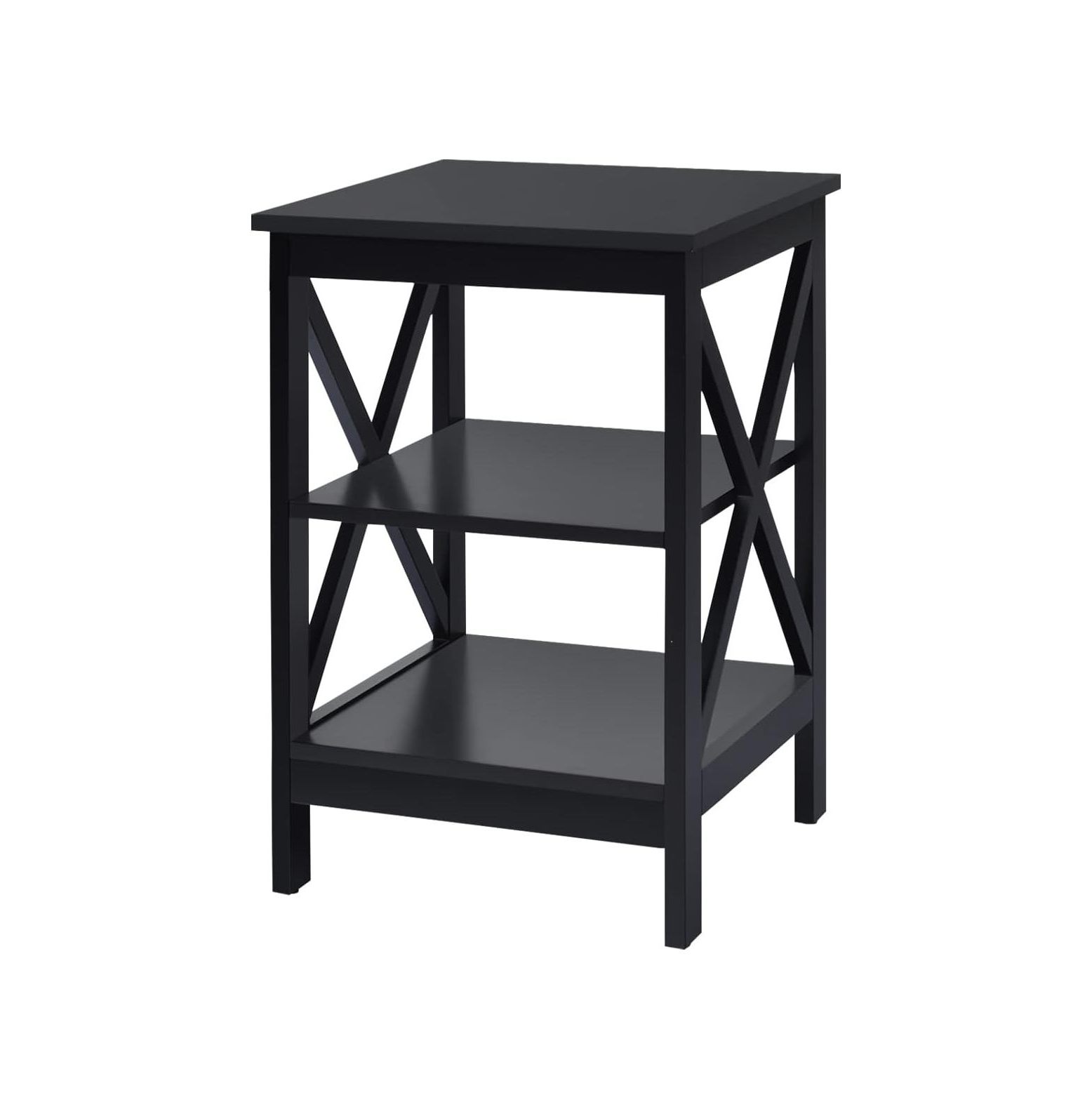 BULYAXIA 3Tier Nightstand, Wooden Sofa Side Table with Storage Shelves