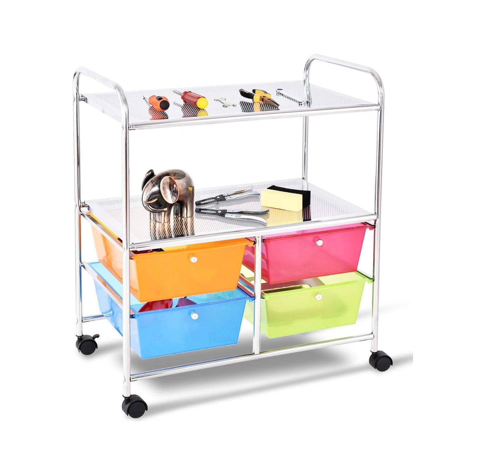 BULYAXIA 4Drawer Organizer Cart Tools, Office School Paper Organizer